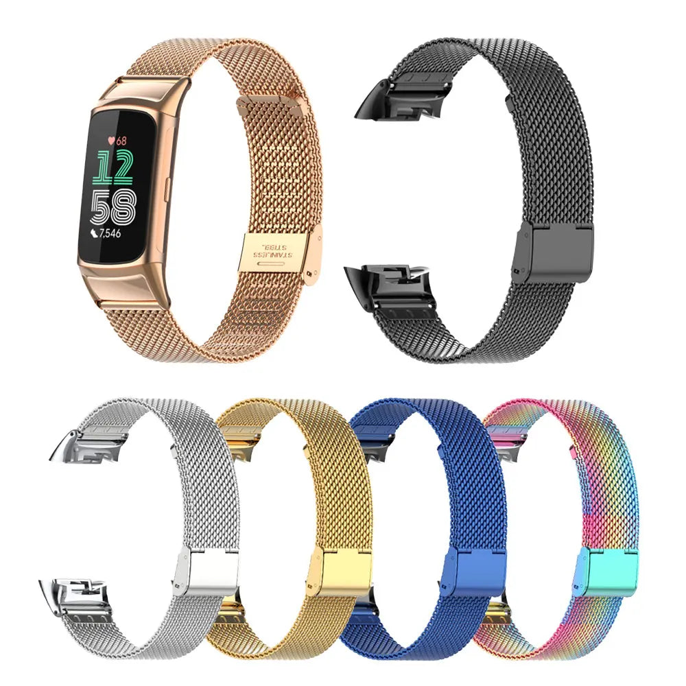 Fitbit Charge 5 and 6 Stainless Steel Mesh Band with Clasp — design detail