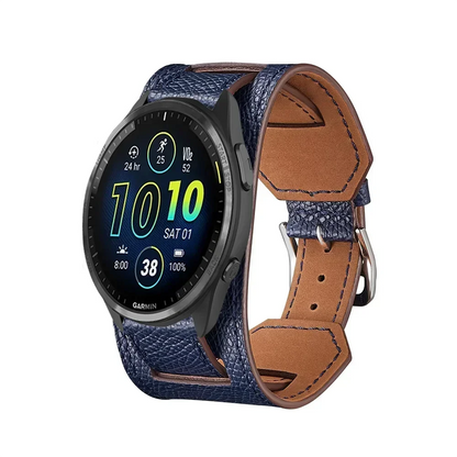 Dark Blue Garmin 20/22mm Quick Release Leather Cuff Band