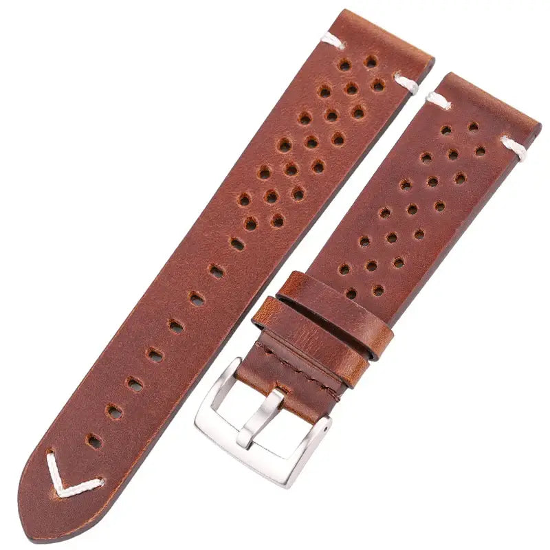 Samsung Galaxy Watch Rally Leather Band in Dark Brown / Silver Buckle