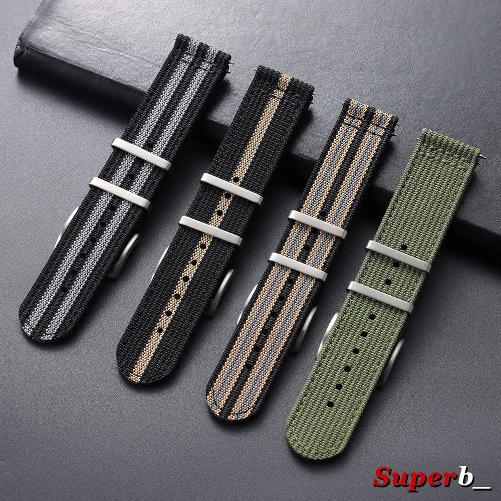 Polar Ribbed Nylon Band with Metal Keepers — Color and stripe selection