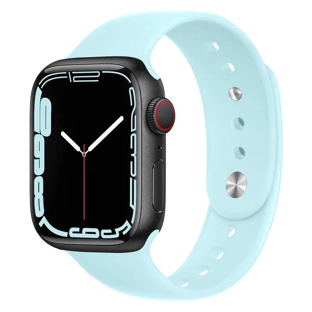 Double-Pin Silicone Apple Watch Sport Band in Pale Aqua