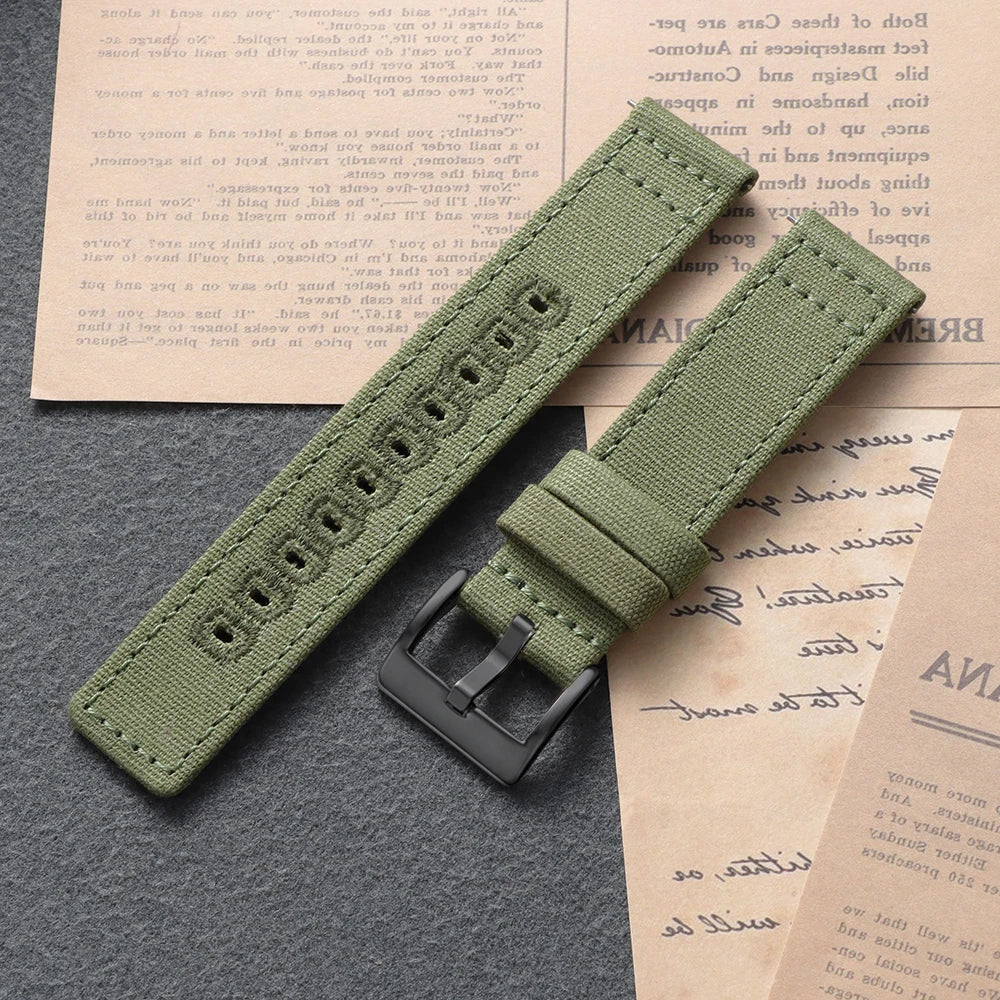 Garmin Stitched Canvas Nylon Band in Army Green with Black Buckle