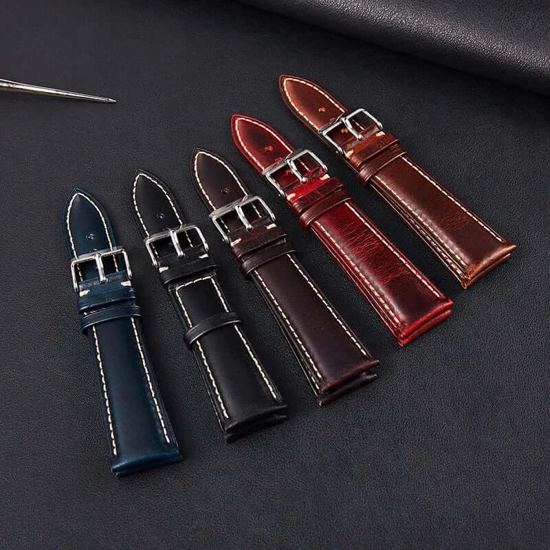 Amazfit Oil-Waxed Leather Band with Contrast Stitching - Leather bands with contrast stitching
