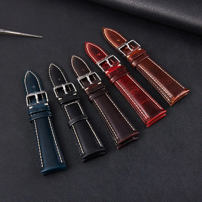 Polar Oil-Waxed Leather Band with Contrast Stitching — Leather color selection