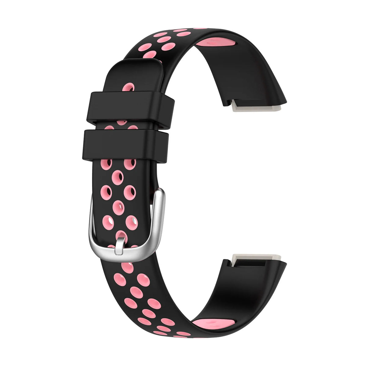 Fitbit Luxe Bands - Solid Silicone, Perforated & Metal - Perforated Silicone - Black / Pink
