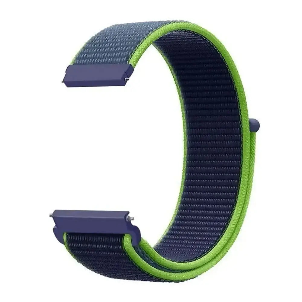 Amazfit Woven Nylon Hook-and-Loop Band — Navy / Lime Edge