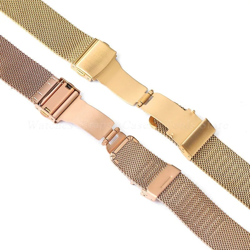 Garmin Thin Milanese Mesh Band in gold and rose gold