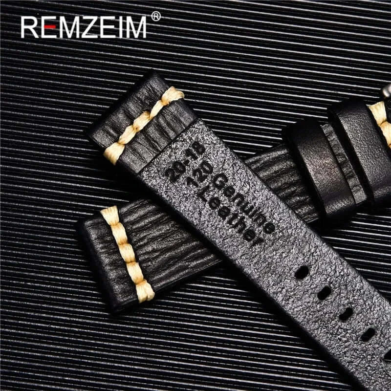 Suunto Textured Leather Band with Accent Stitching - Leather underside and stitching