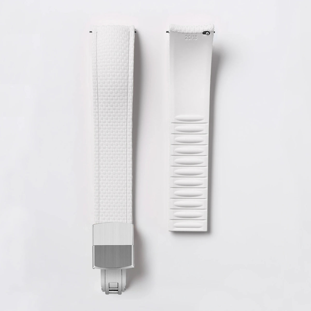 Garmin Curved-End FKM Rubber Band in White with Silver Clasp