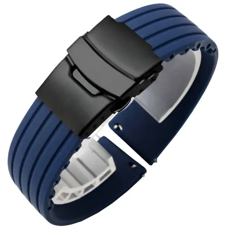 Suunto Ribbed Silicone Folding-Clasp Band - Navy Blue / Black Clasp