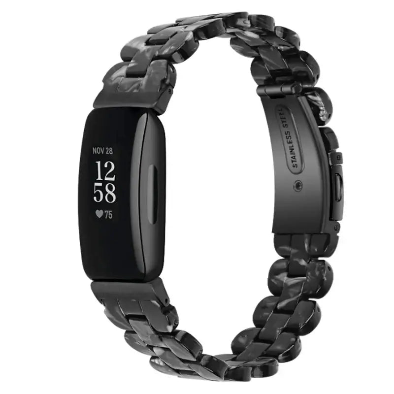 Fitbit Inspire Marbled & Tortoiseshell Resin Band - Black Marble / Black