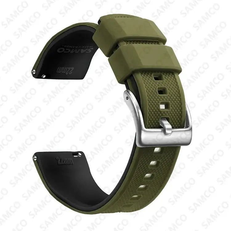 Amazfit Textured Silicone Band with Buckle Choices — Olive / Black / Silver Buckle