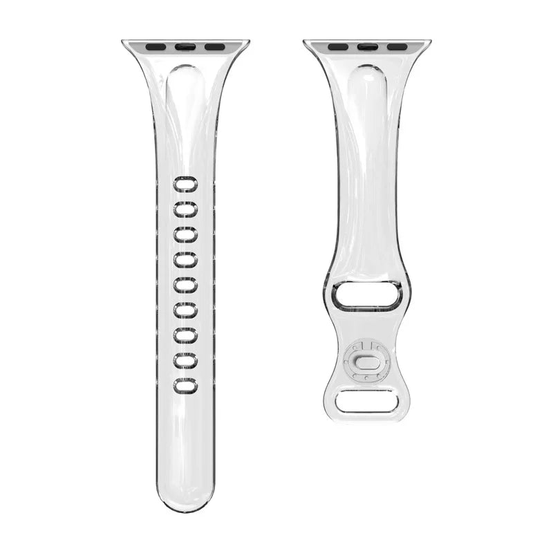 Clear strap sections shown flat for Apple Watch
