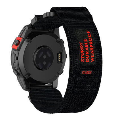 Garmin QuickFit 20/22/26mm Braided Nylon Hook-and-Loop Band — band detail