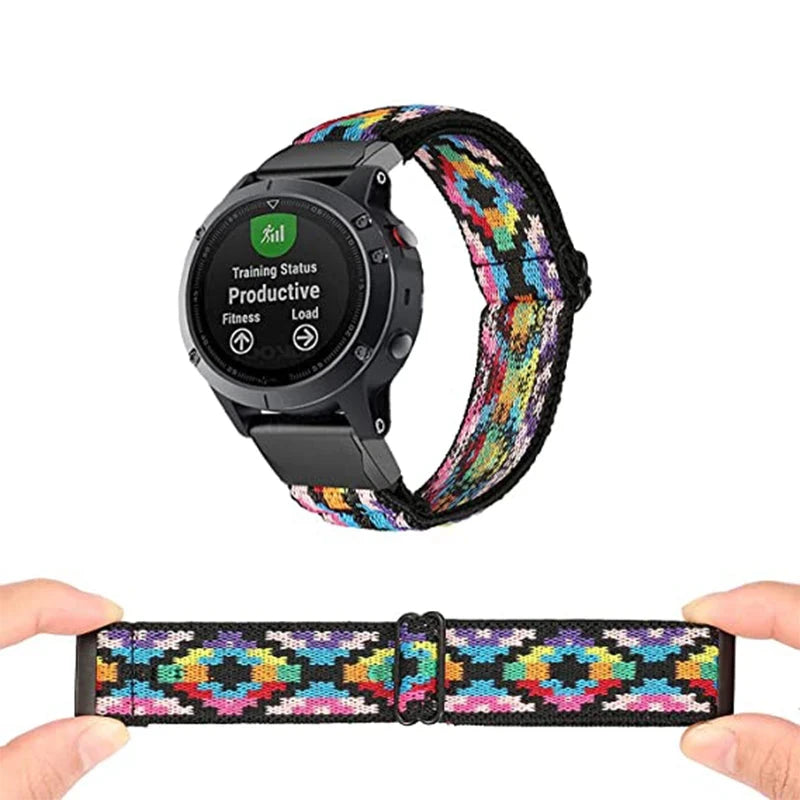 Garmin QuickFit 20/22/26mm Elastic Bohemian Woven Nylon Band — band detail