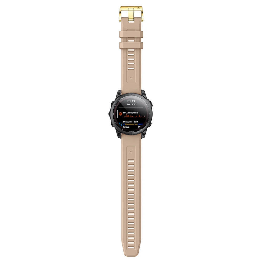 Garmin QuickFit 20mm Silicone Band with Gold-Tone Buckle — band detail