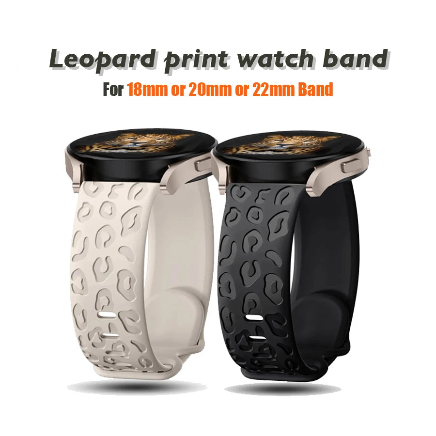 Garmin Leopard Print Silicone Band in starlight and black