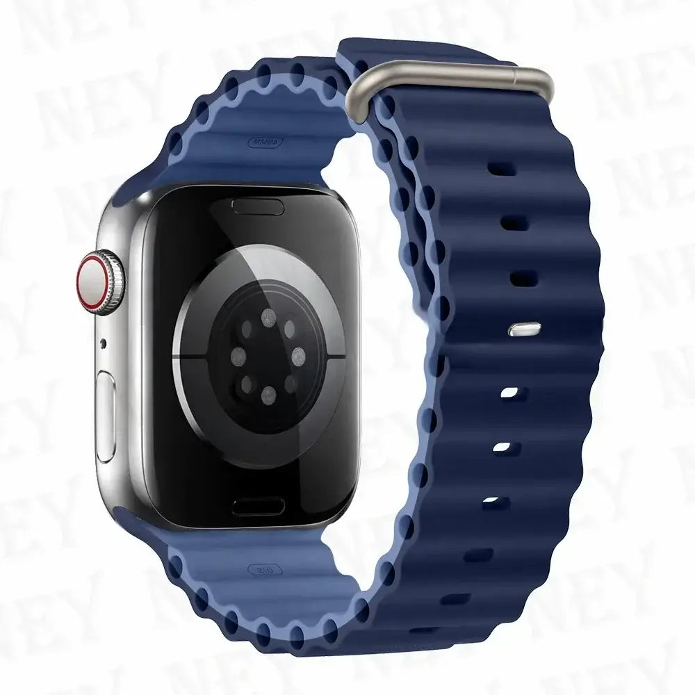 Navy Blue / Periwinkle tubular silicone Apple Watch band