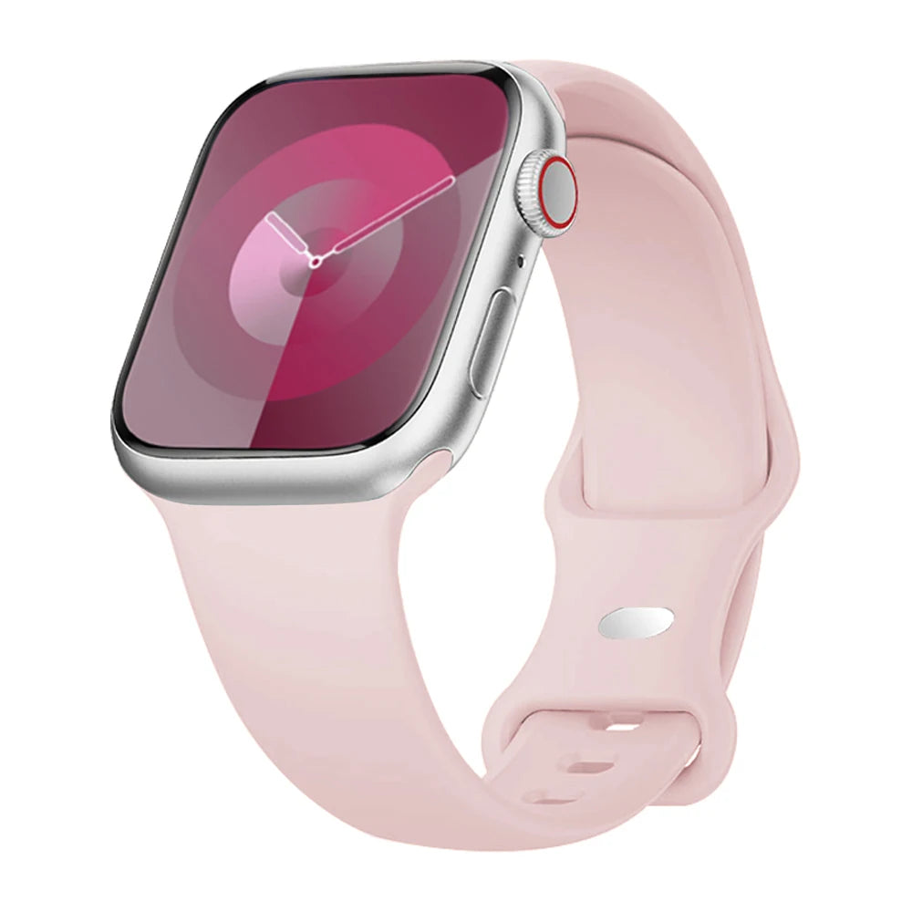 Smooth Silicone Apple Watch Sport Band with Pin Closure in Soft Pink
