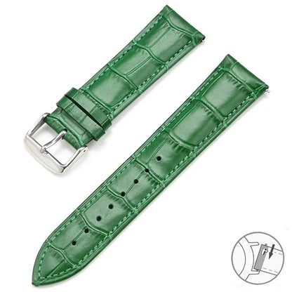 Garmin Croc-Embossed Leather Band in Green with Silver Buckle