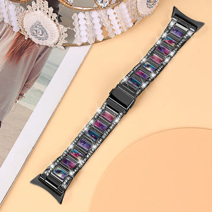 Black / Purple / Green Google Pixel Watch 5, 4 and 3 41mm Resin Inlay Link Bracelet Band