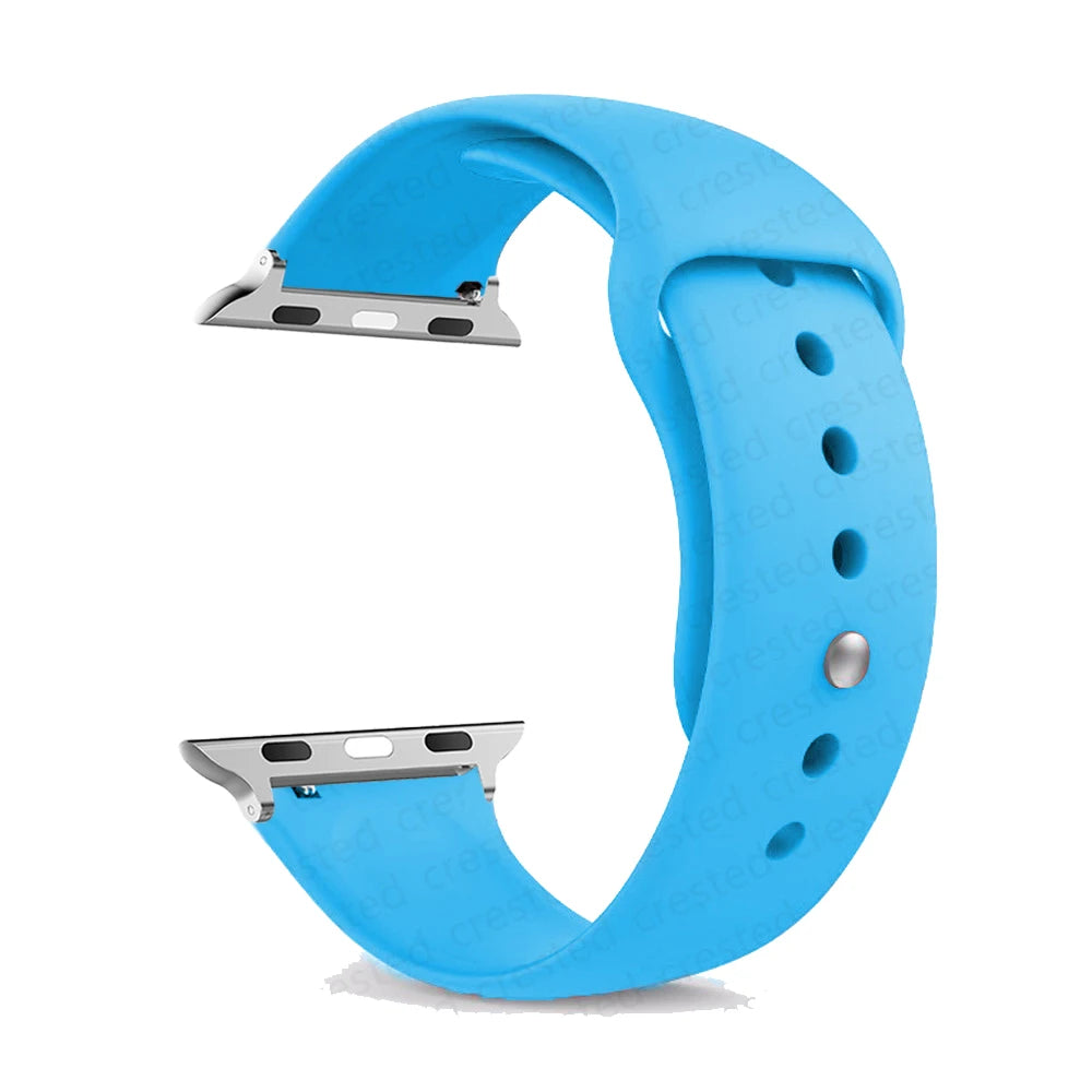 Classic Pin-and-Tuck Silicone Apple Watch Band in Sky Blue