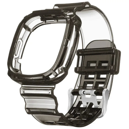 Smoke Black Fitbit Versa 4 and Versa 3 Clear Band with Built-In Case