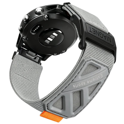 Gun Metal Garmin QuickFit 22/26mm Nylon Sport Band with Magnet Buckle