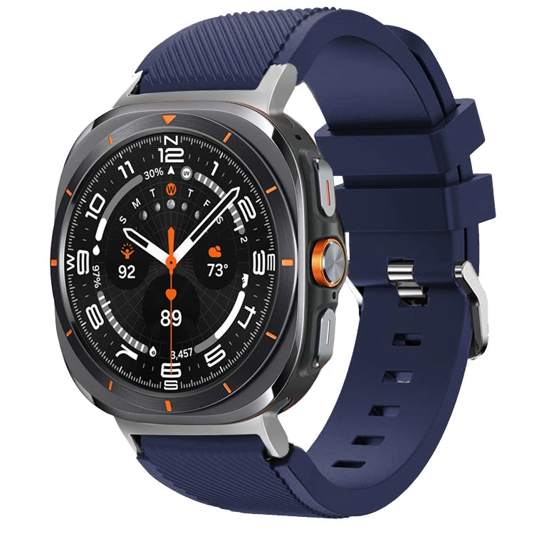 Samsung Galaxy Silicone Sport Watch Band - 20mm/Ultra+Ultra2 in dark blue, designed for comfort and durability.
