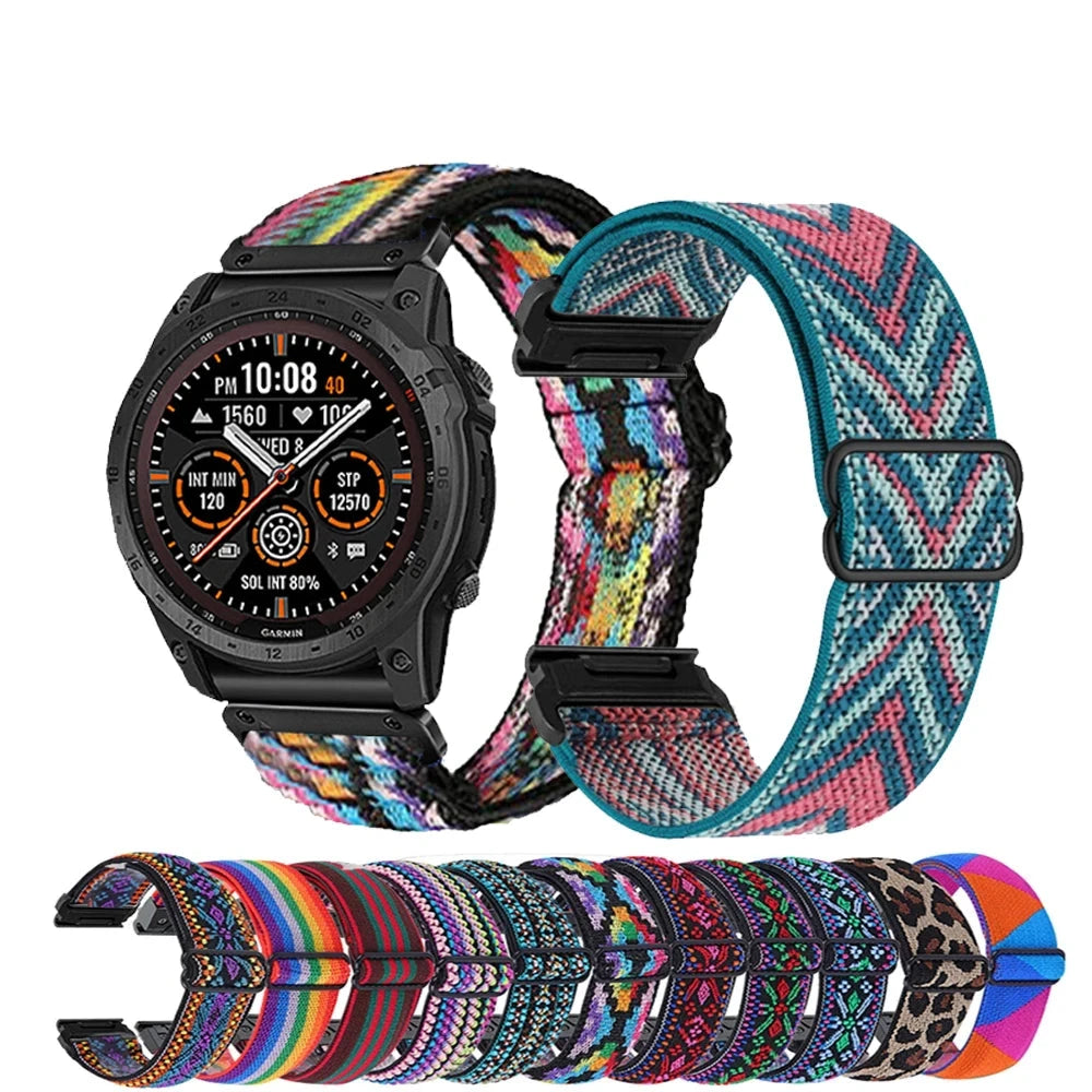 Garmin QuickFit 20/22/26mm Elastic Bohemian Woven Nylon Band