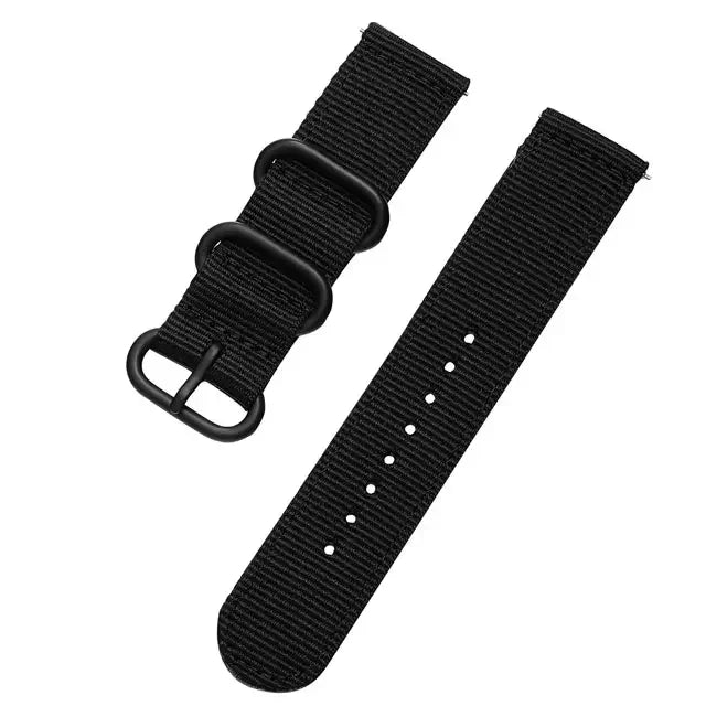 OnePlus Watch Bands Nylon Fabric Sport Strap Replacement Wristband in black color, ideal for daily wear.