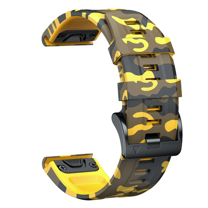 Yellow Camo Garmin QuickFit 22/26mm Silicone Band, Camo and Solid Colors