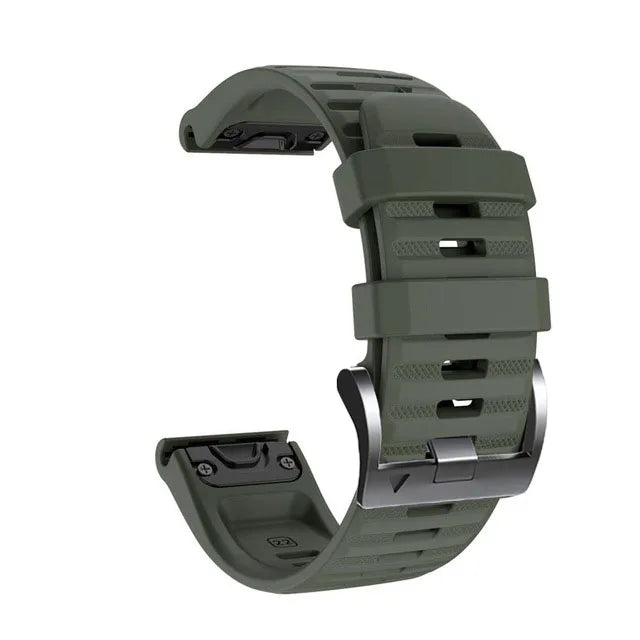Army Green Garmin QuickFit 22/26mm Silicone Band, Camo and Solid Colors