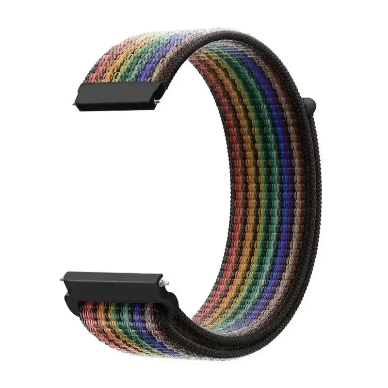 Amazfit Woven Nylon Hook-and-Loop Band — Dark Rainbow Stripes