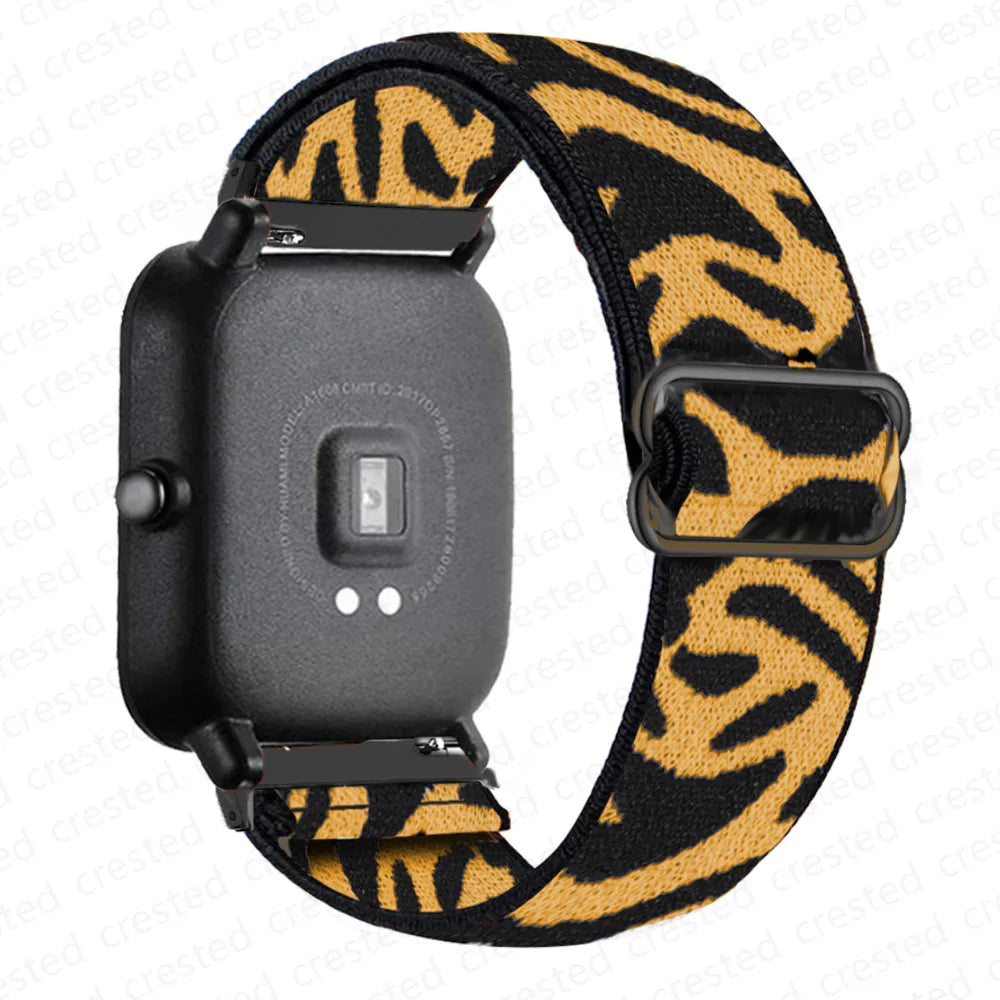 Adjustable Nylon Loop Band for Motorola Moto — Black / Yellow Zebra