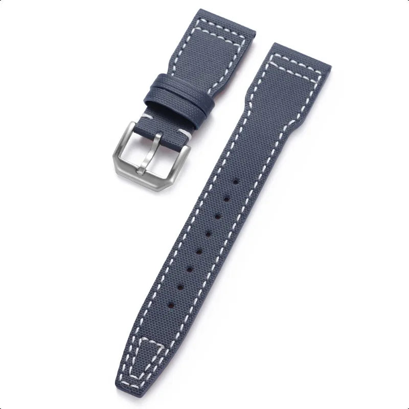 COROS Nylon Canvas Band with Stitching Options – Navy Blue / White Stitching