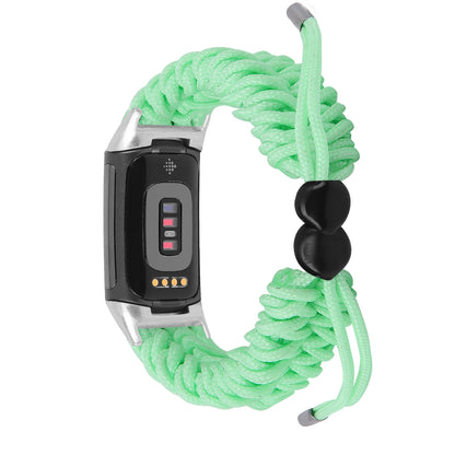 Light Green Fitbit Charge 6, 5, 4, 3 and 2 Braided Rope Band, Adjustable