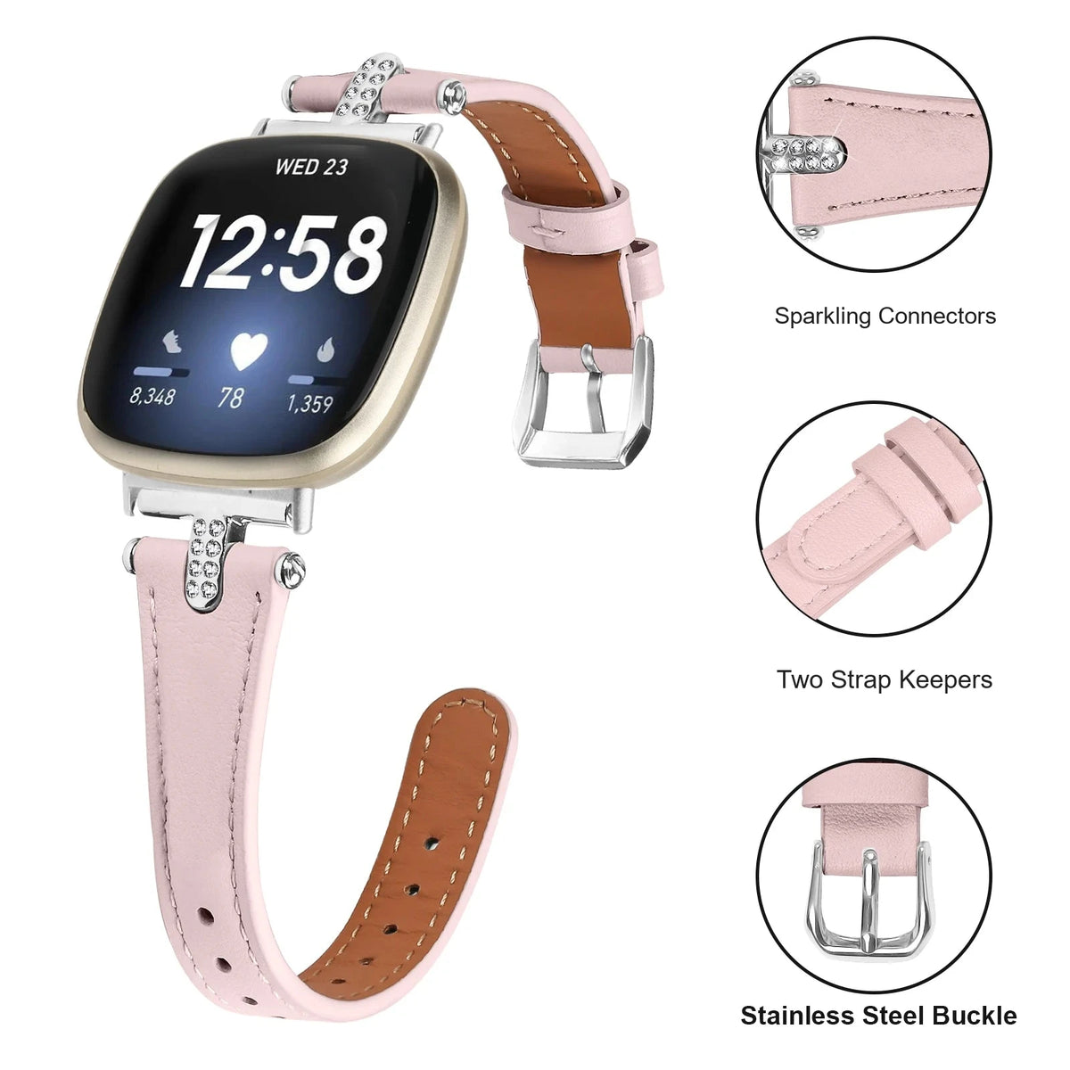 Fitbit Versa 4, Versa 3, Sense 2 and Sense Tapered Band, Sparkly Links — product detail