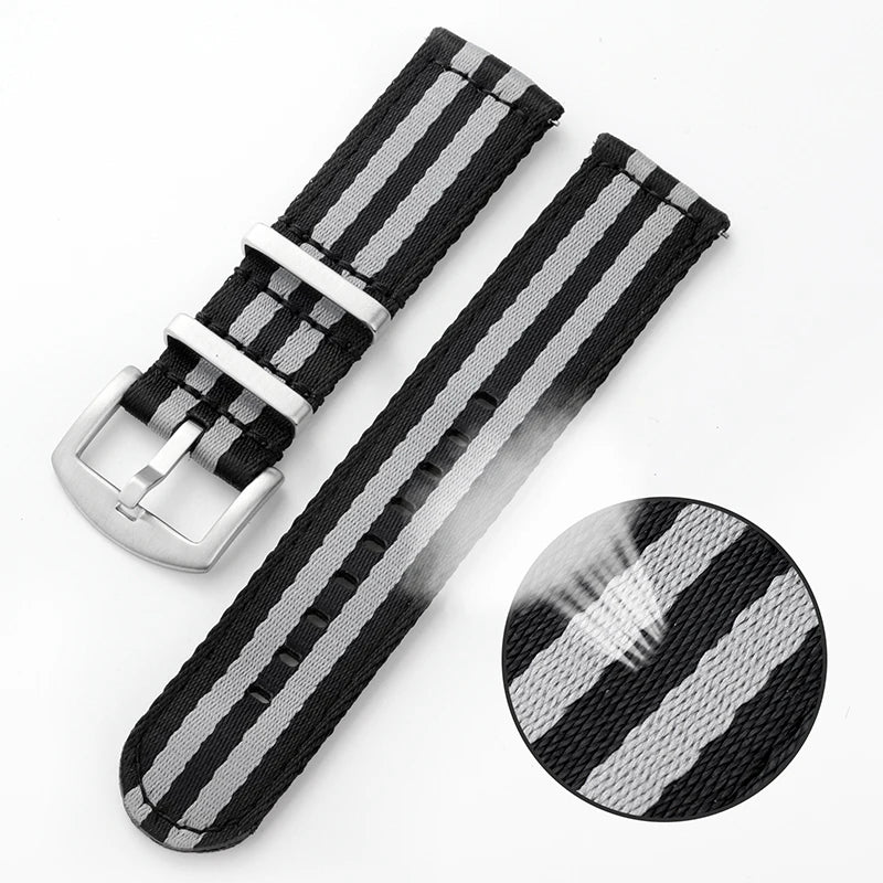 Black and gray striped nylon detail for COROS – BandsCo Straps