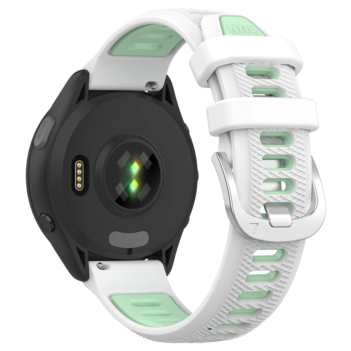COROS Two-Tone Silicone Band with Silver Buckle – White / Mint Green