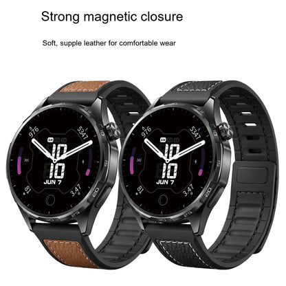 Google Pixel Watch 5, 4 and 3 45mm Litchi Leather Magnetic Band — band detail