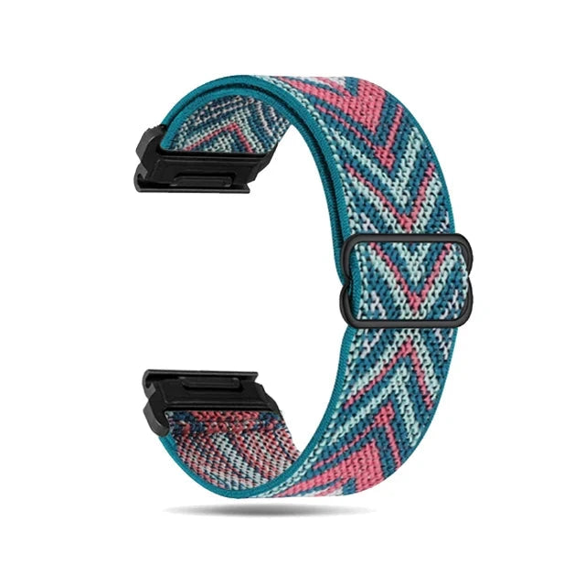 Bohemia Green Garmin QuickFit 20/22/26mm Elastic Bohemian Woven Nylon Band