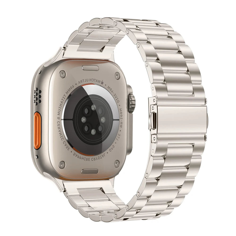 Three-Link Stainless Steel Apple Watch Bracelet Band in Starlight / Band Only