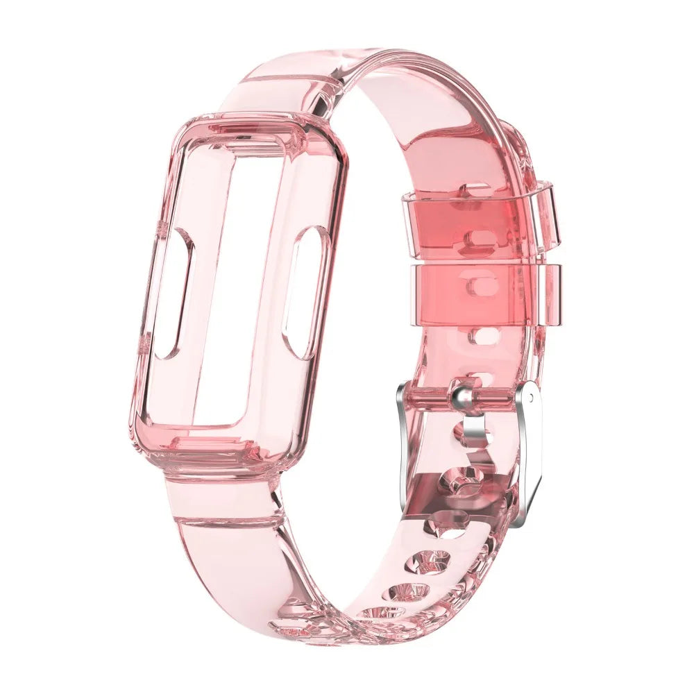 Clear Pink Fitbit Inspire, Luxe and Ace Clear Band with Built-In Case
