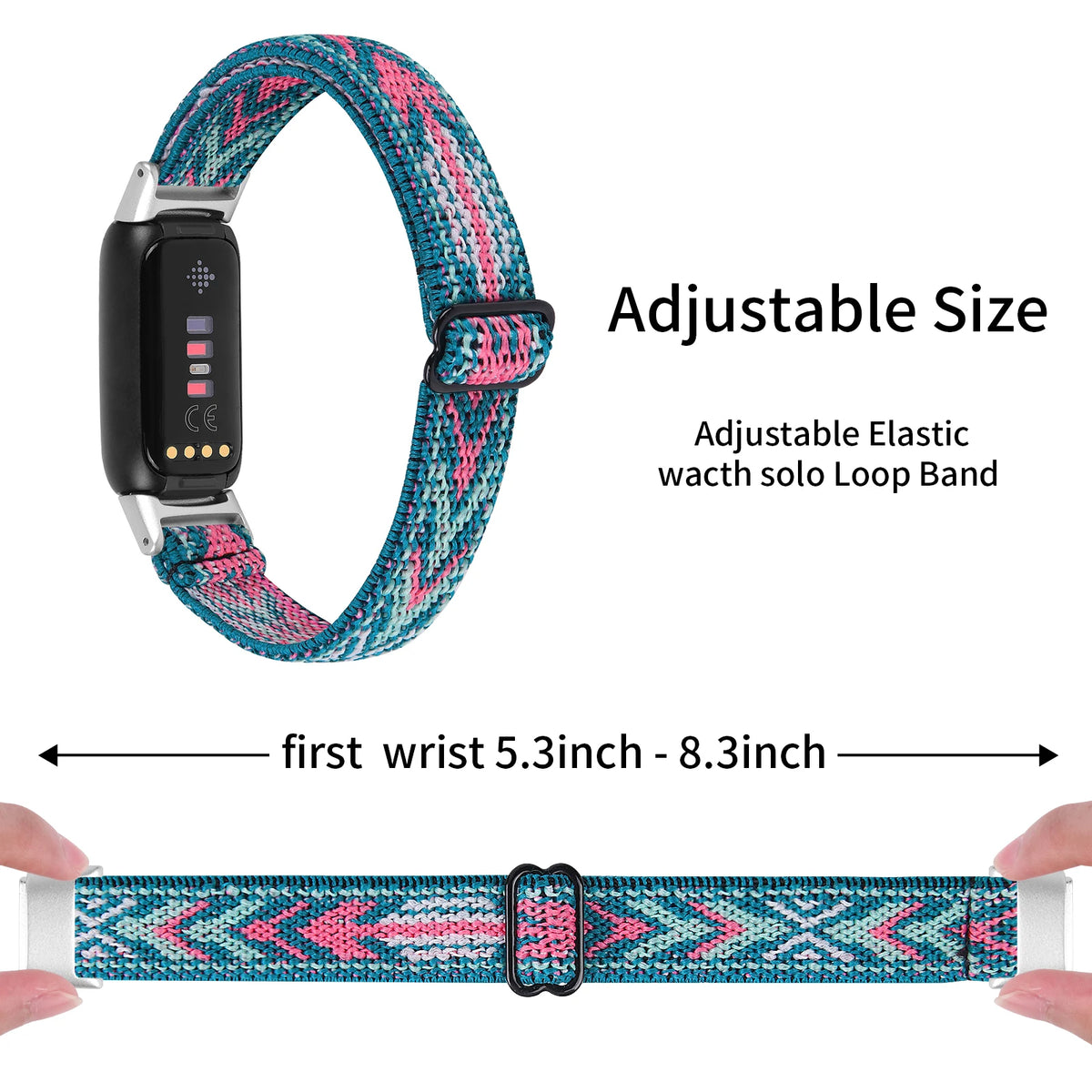 Fitbit Luxe Adjustable Stretch Nylon Band - Sliding adjuster and wrist sizing
