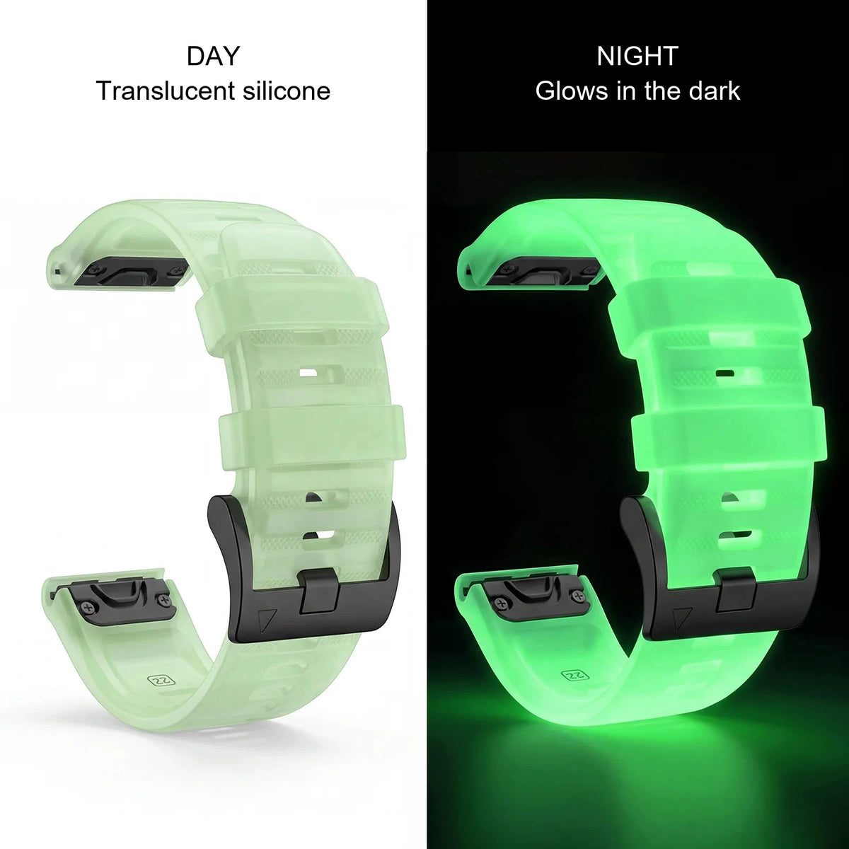 Garmin QuickFit 22/26mm Glow-in-the-Dark Silicone Band — material detail