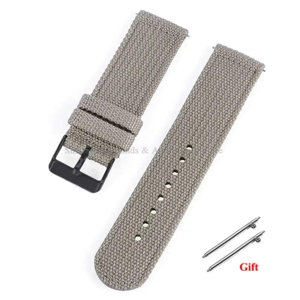 Samsung Galaxy Watch Textured Nylon Buckle Strap in Gray / Black Buckle