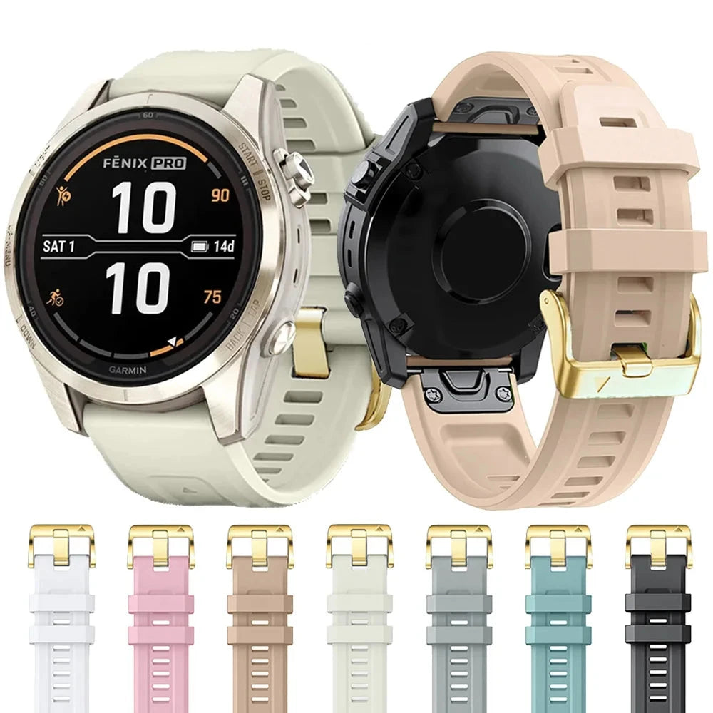 Garmin QuickFit 20mm Silicone Band with Gold-Tone Buckle