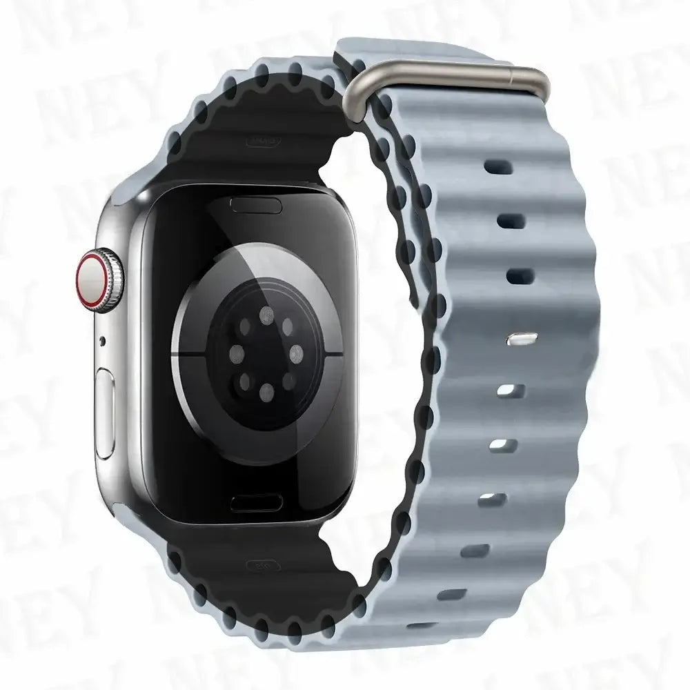 Gray / Black tubular silicone Apple Watch band