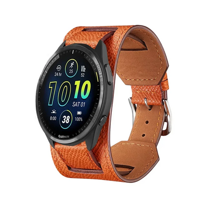 Orange Garmin 20/22mm Quick Release Leather Cuff Band